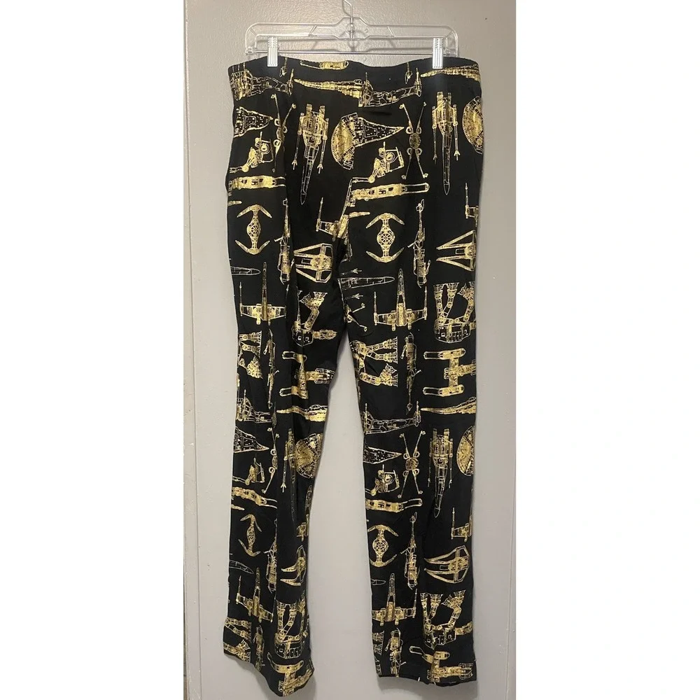 Star Wars Black/Gold Metallic Starship Lounge Pants Millennium Falcon XL NWOT